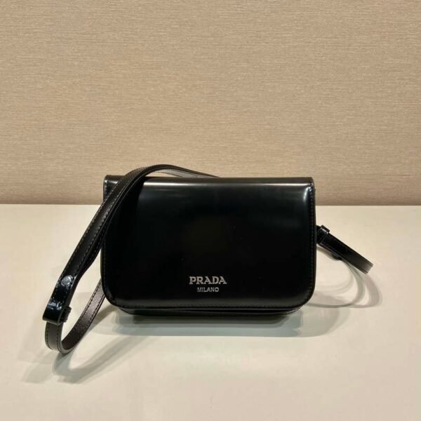 Replica Prada 2VD061 Black Brushed Leather Mini-bag With Shoulder Strap Black