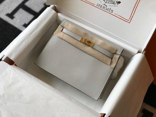 Replica Hermes Kelly Danse 22cm Leather Bag 20360 Gray